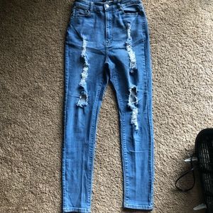 Fashion Nova high waisted ripped skinny jeans